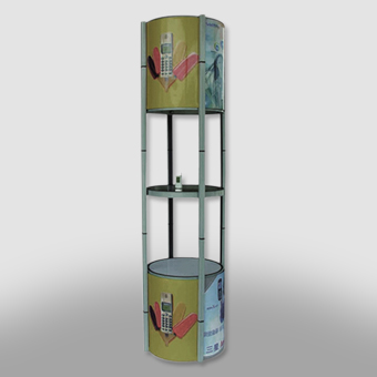 Torre Feria. Display en forma cilíndrica